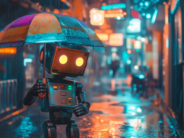 Robot in Neon Rain
