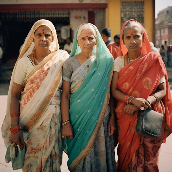 Sisters in Traditional Sarees