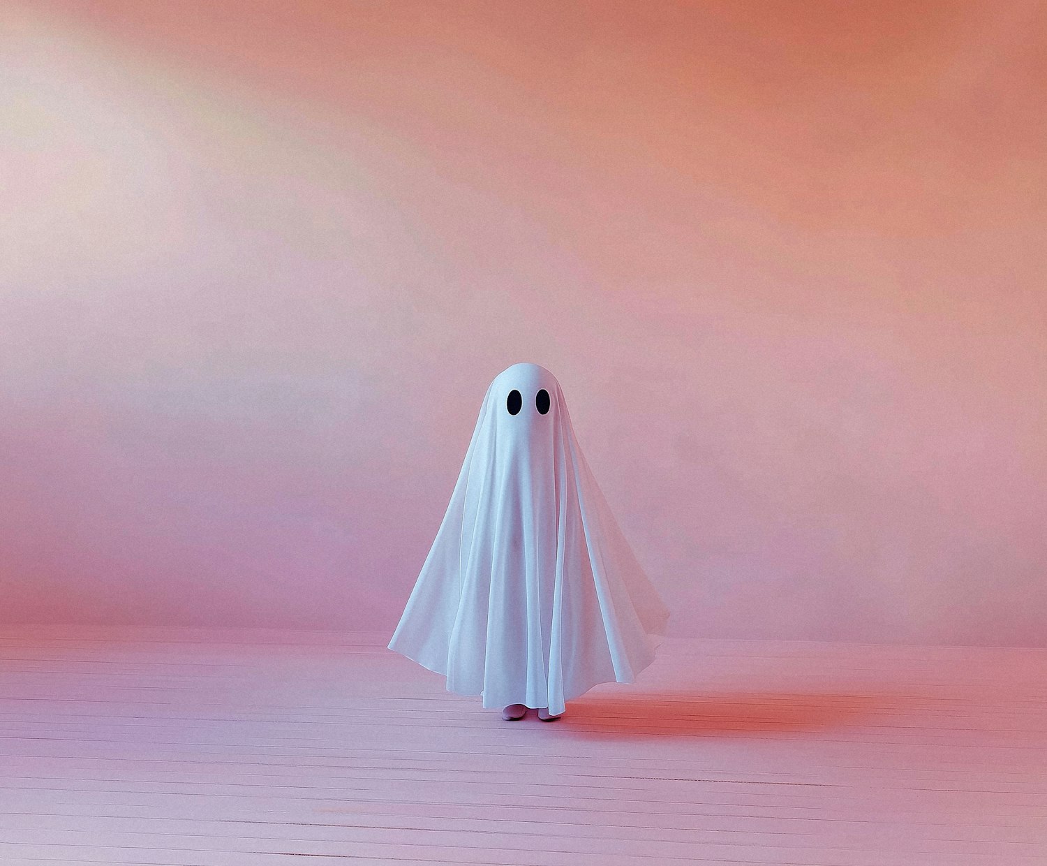 Whimsical Ghost in Pastel Background