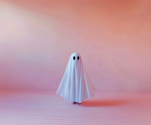 Whimsical Ghost in Pastel Background