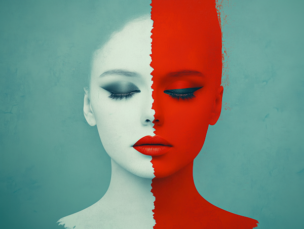 Dual Portrait of a Woman in Monochrome and Color