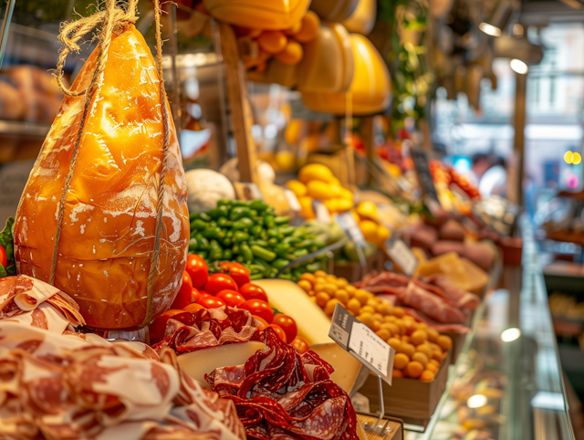 Vibrant Market Scene with Assorted Food Items