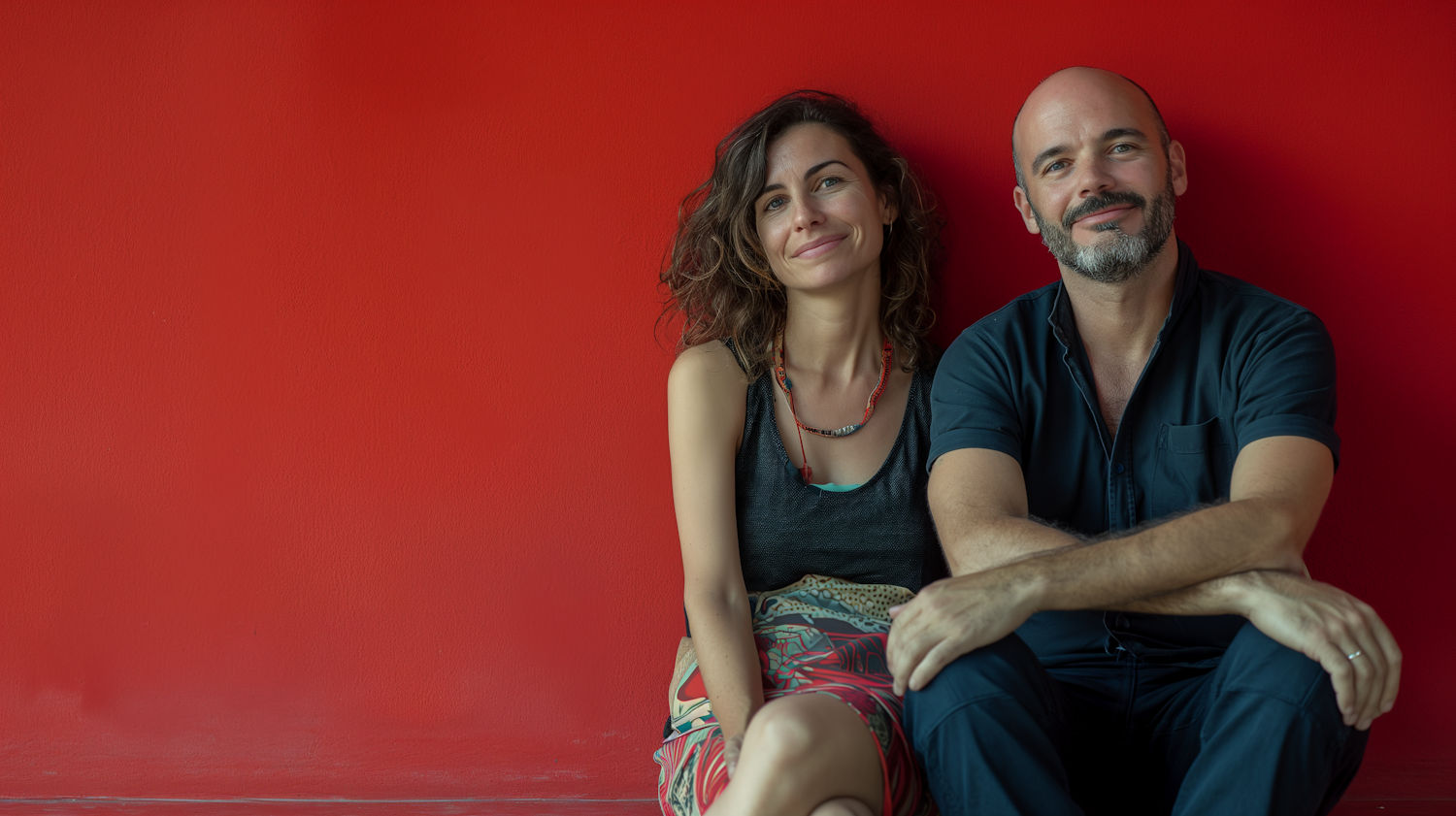 Contented Pair Against Crimson