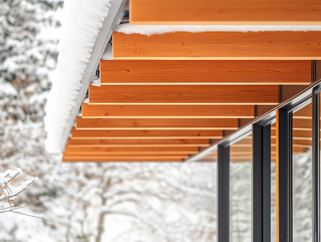 Modern Architectural Detail with Snow