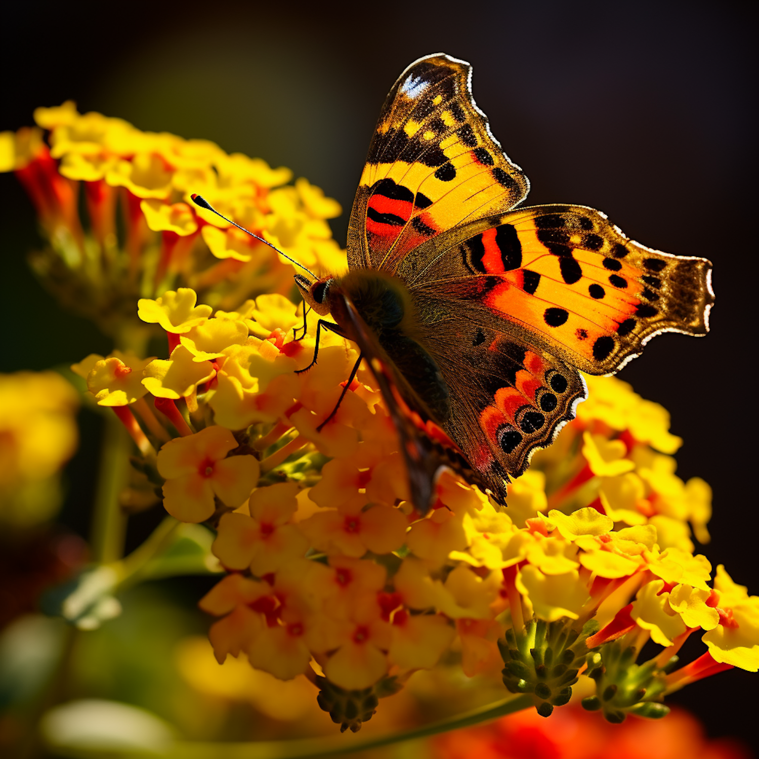 Sunny Day Butterfly on Golden Blooms