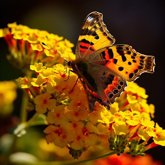 Sunny Day Butterfly on Golden Blooms