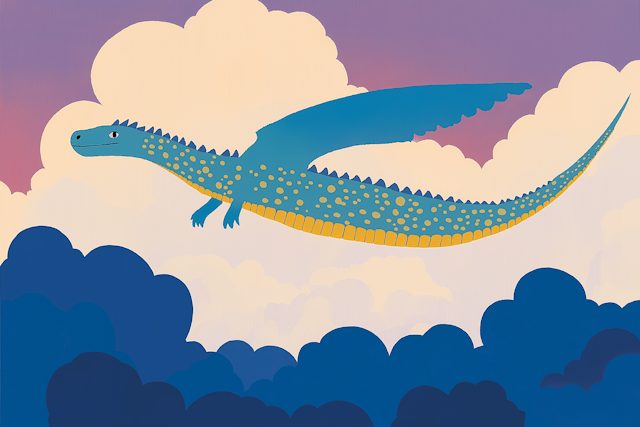 Whimsical Blue Dragon in Dreamy Sky