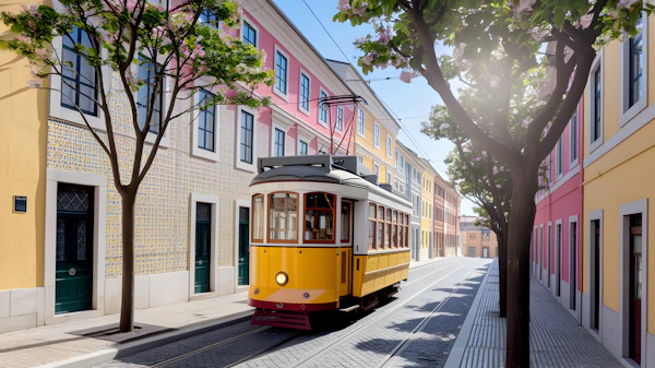 Vintage Tram Street Scene