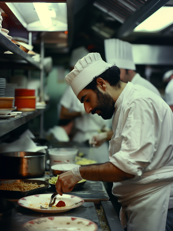 Chef at Work in Professional Kitchen