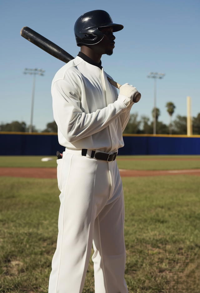 Determined Baseball Player on Field