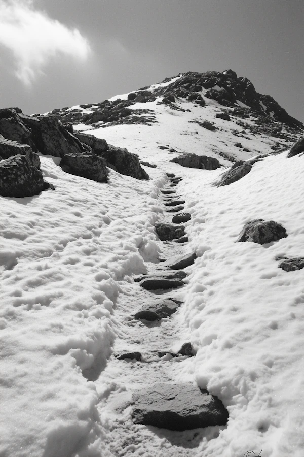 Snow-Covered Mountain Path