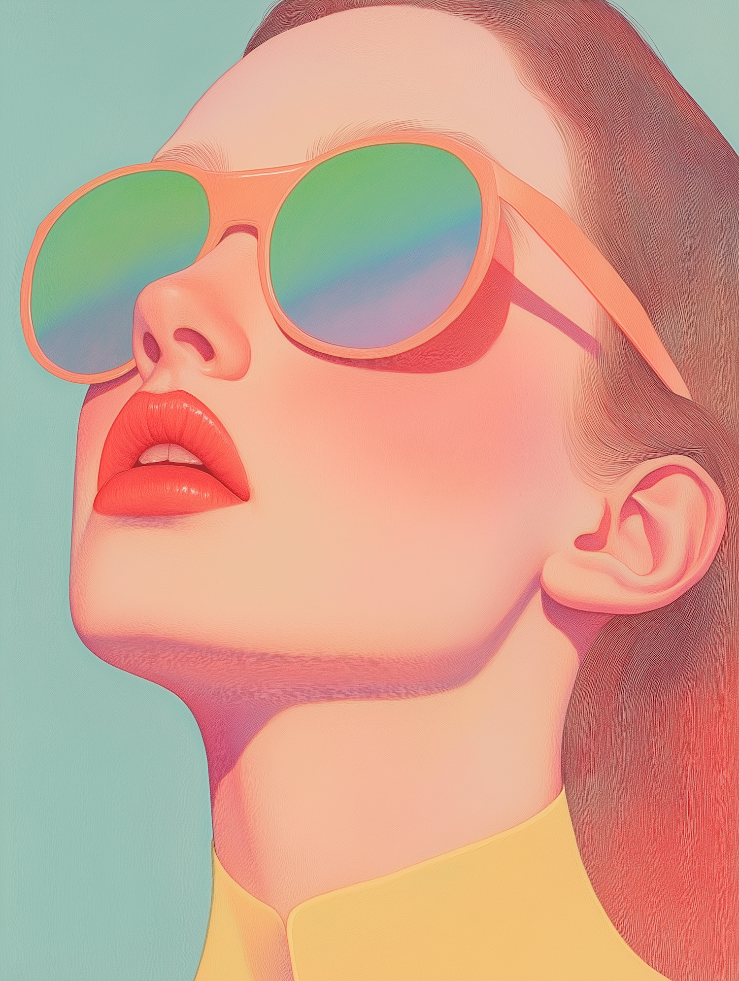 Stylized Portrait with Reflective Sunglasses