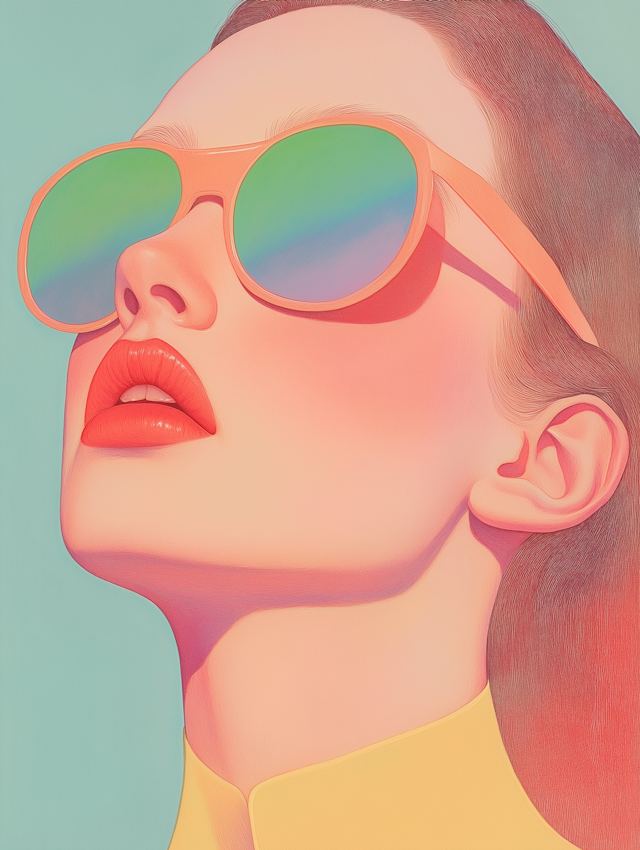 Stylized Portrait with Reflective Sunglasses