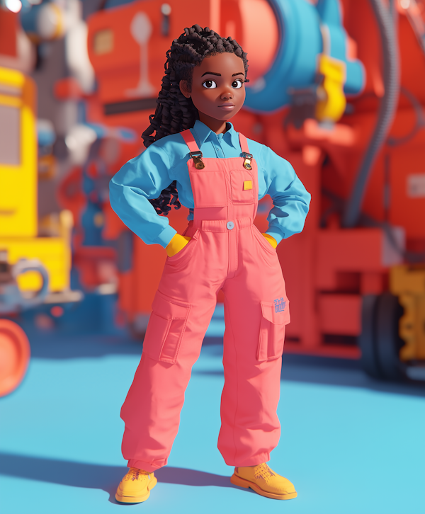 Young Girl in Stylized Factory