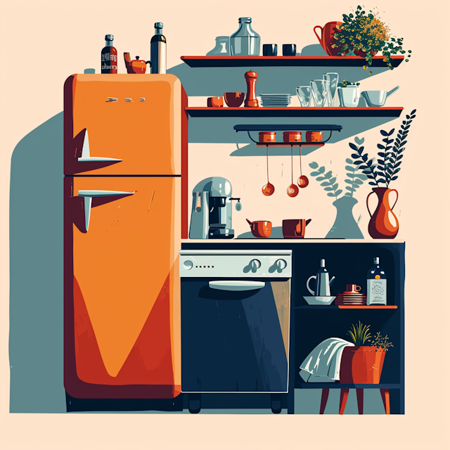 Stylized Retro Kitchen Scene