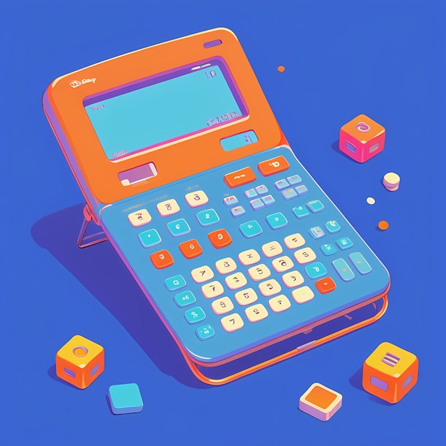 Colorful Calculator on Blue Background