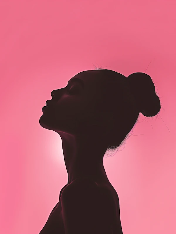 Elegant Silhouette in Serene Pink Gradient