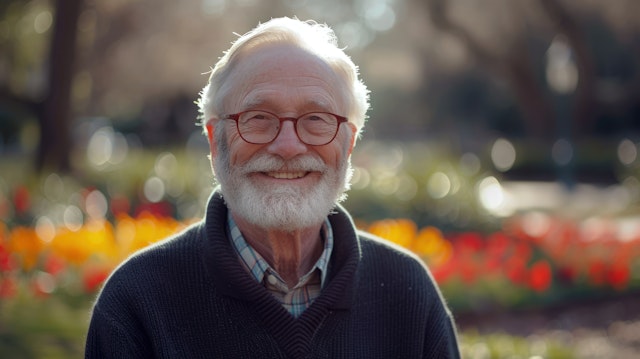 Joyful Elderly Man in Garden