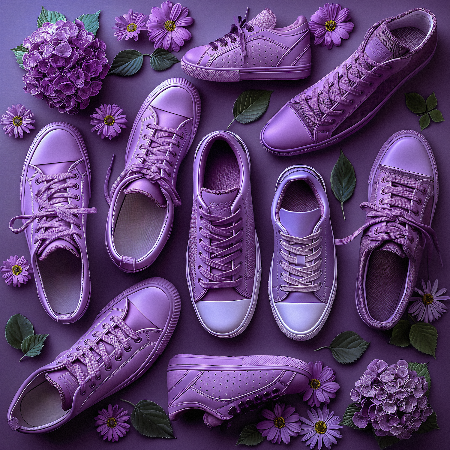 Purple Shoes and Flowers Arrangement