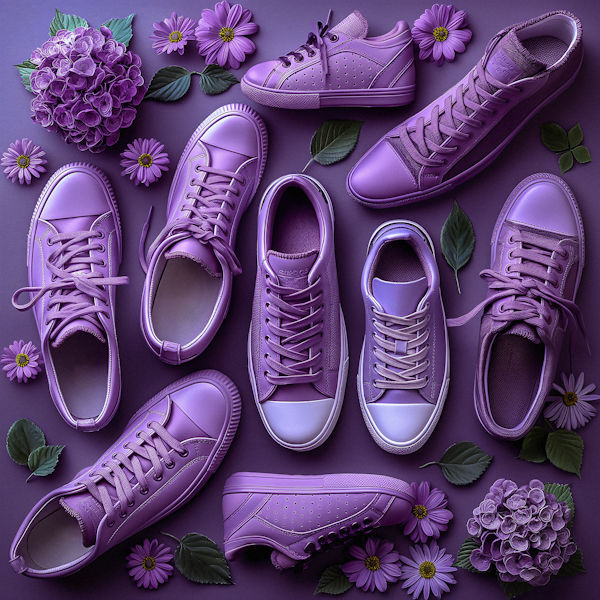 Purple Shoes and Flowers Arrangement