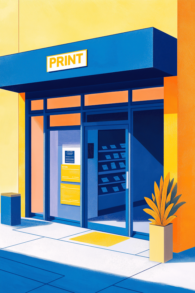 Vibrant Print Shop Exterior