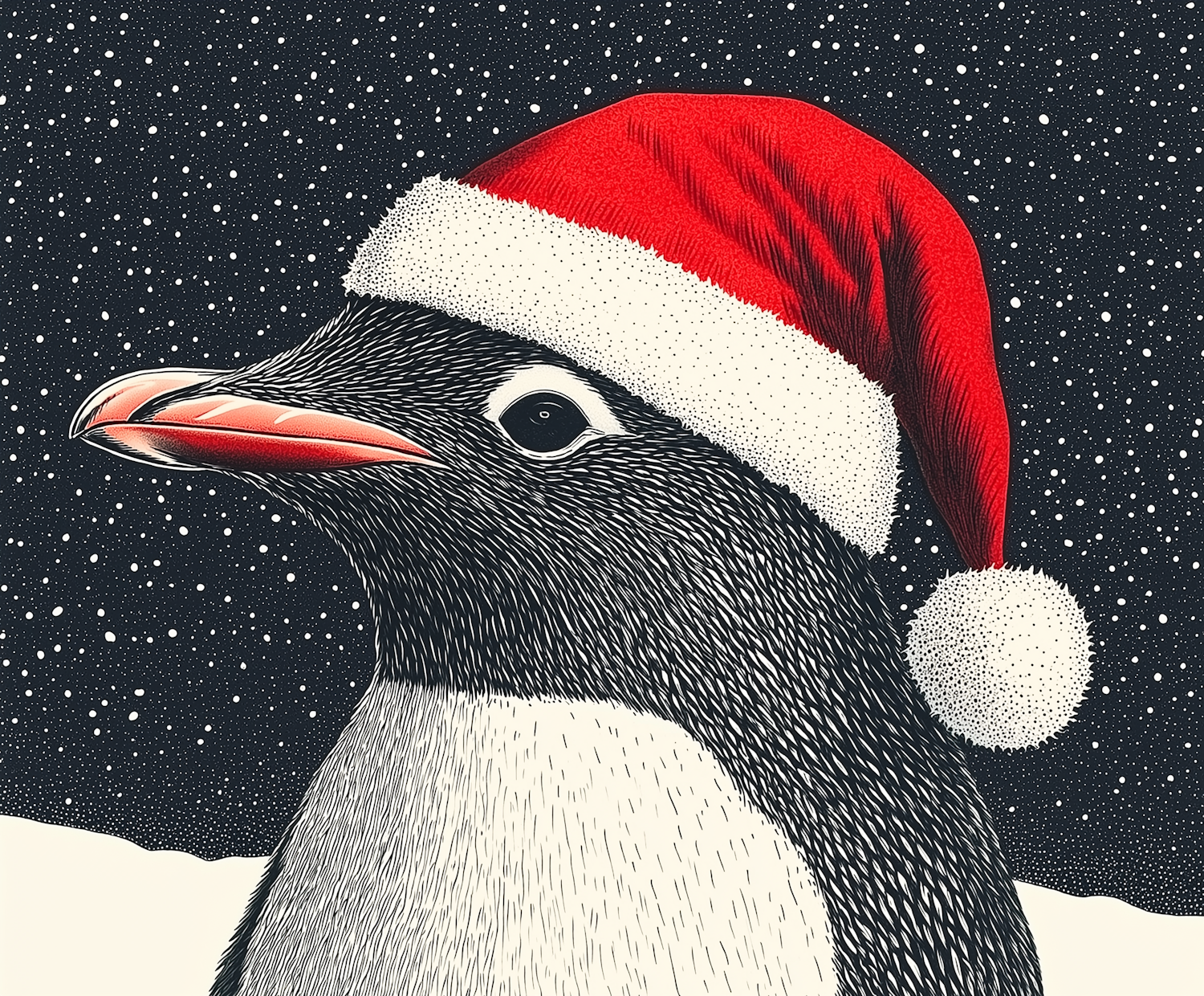 Festive Penguin in Snow