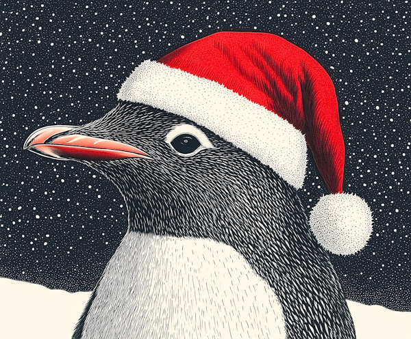 Festive Penguin in Snow