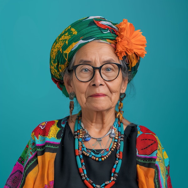 Portrait of an Elderly Woman in Cultural Attire