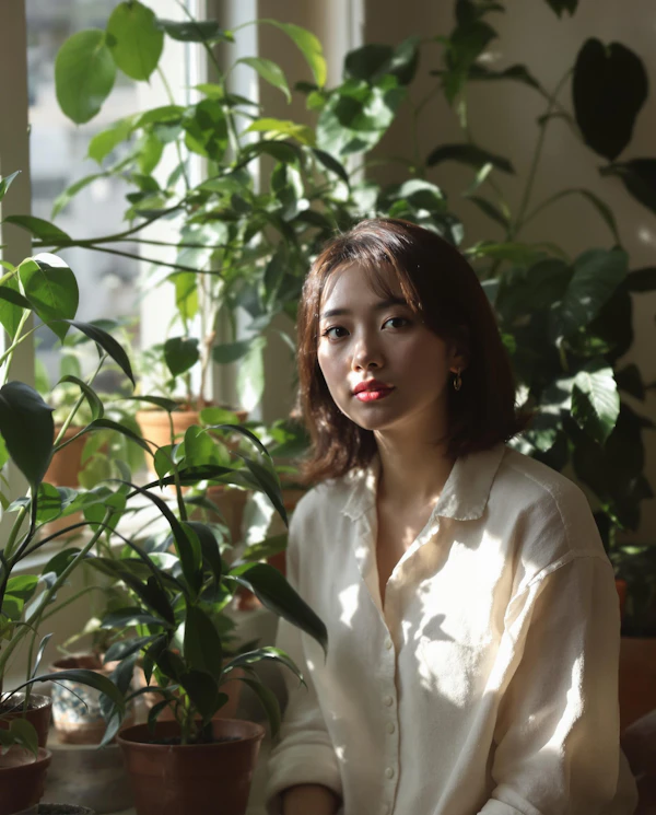Woman Among Greenery