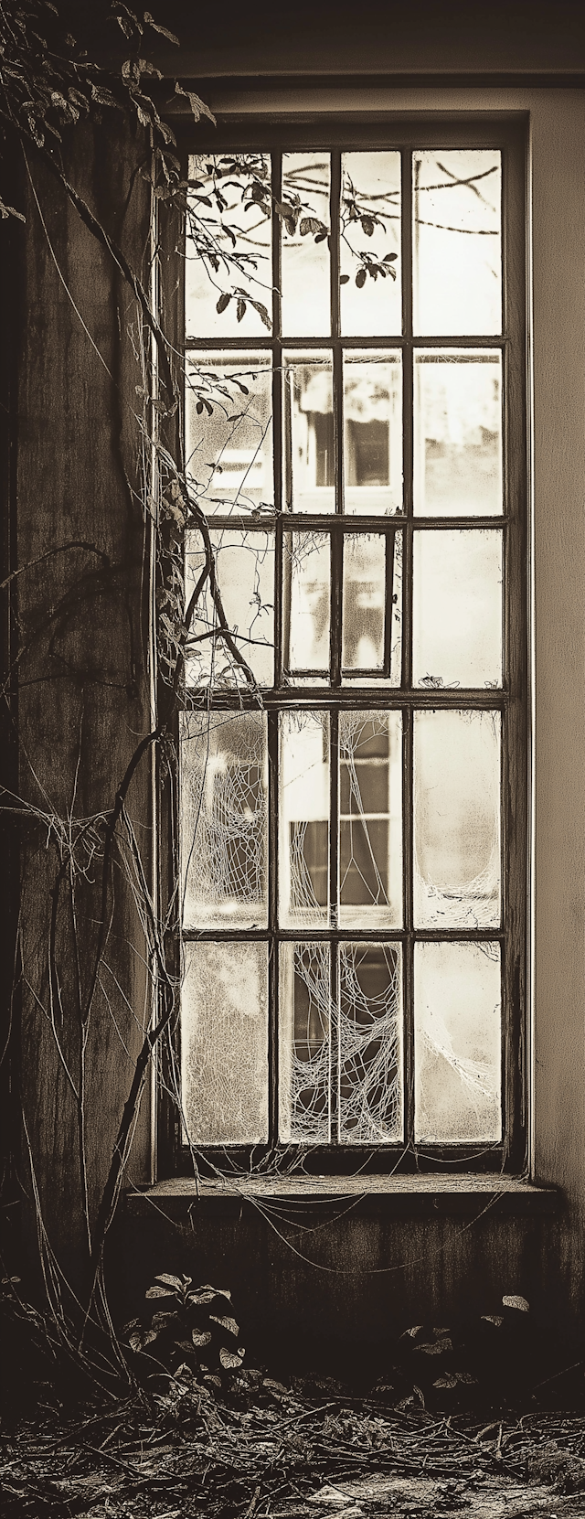 Abandoned Window with Spider Webs