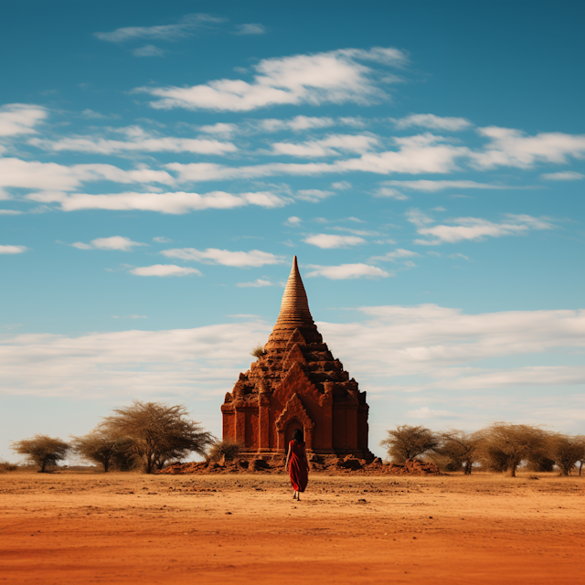 Terracotta Pagoda under the Expansive Sky