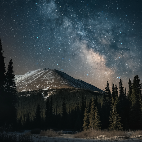 Majestic Milky Way Over Snow-Capped Mountain