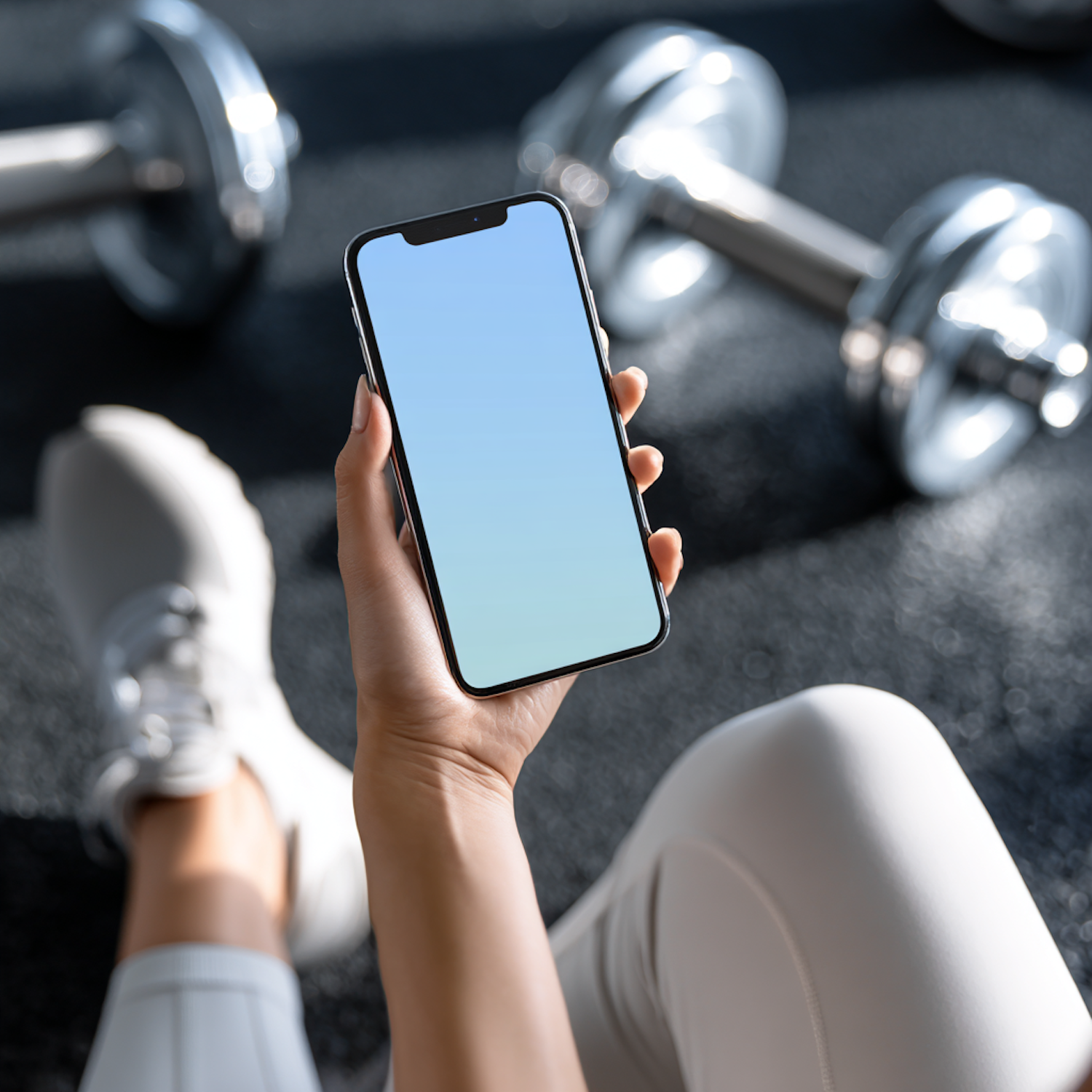 Person in Gym with Phone