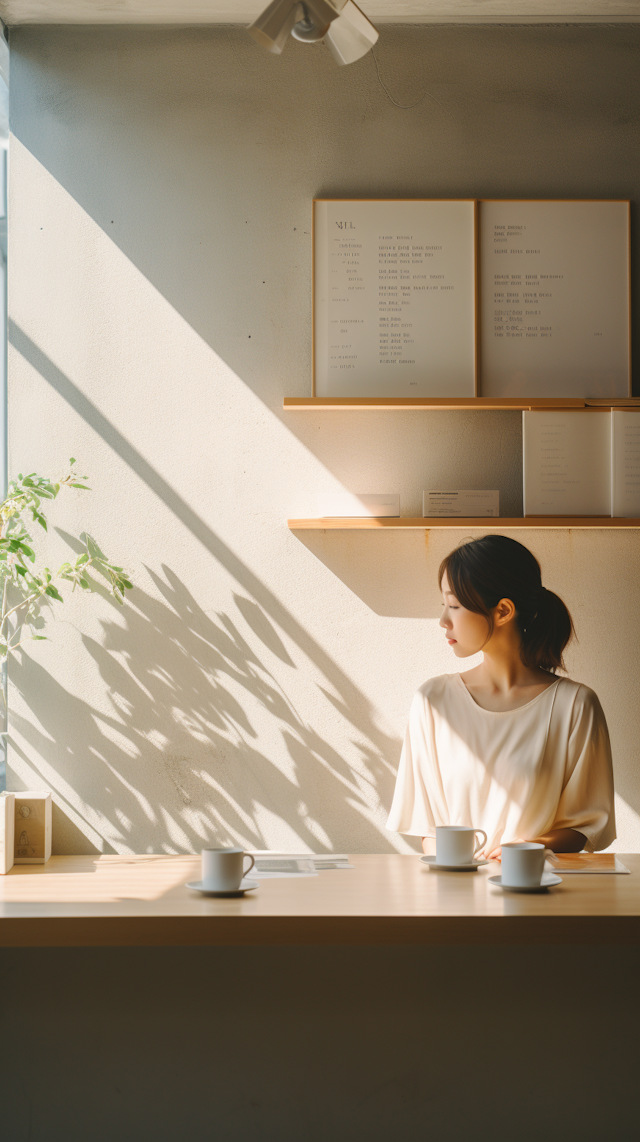 Contemplative Serenity in Soft Sunlight