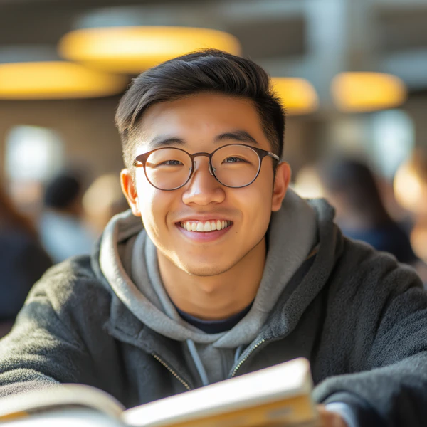 Smiling Man Reading