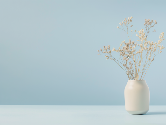 Pastel Elegance with Dried Flowers in Vase