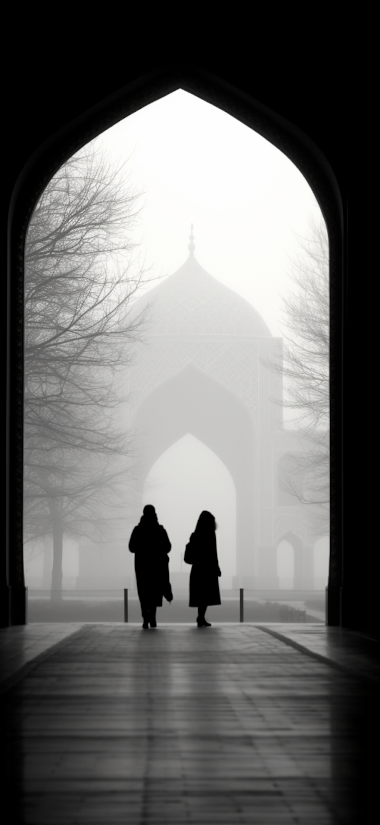 Silhouettes at the Arched Gateway