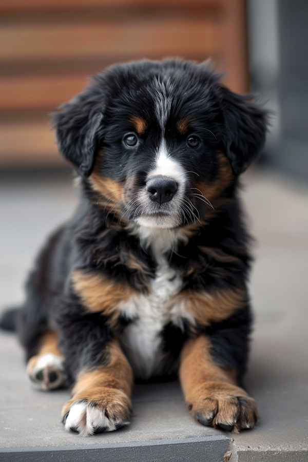 Bernese Mountain Dog Puppy on Gray Surface