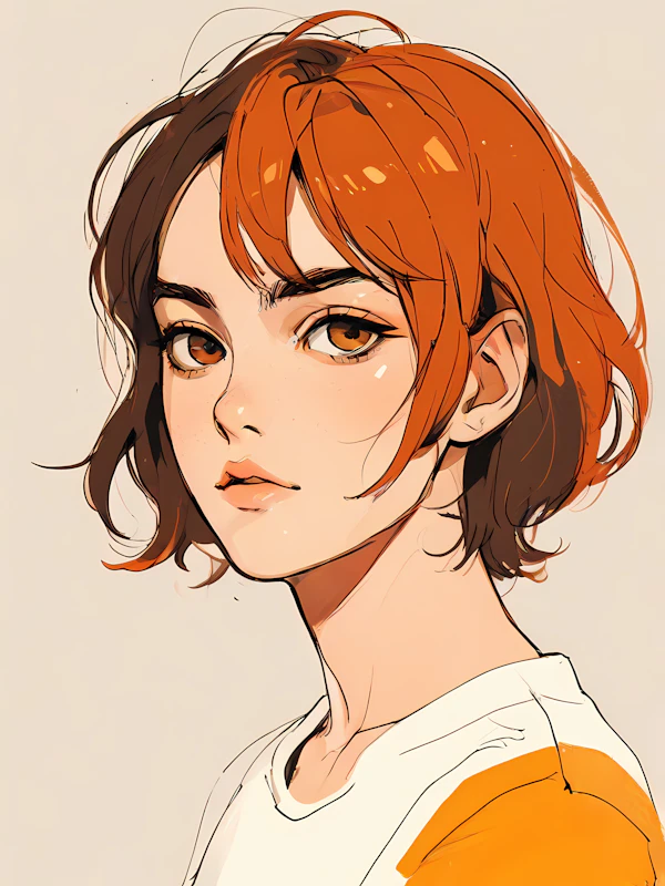 Contemplative Orange-Haired Portrait
