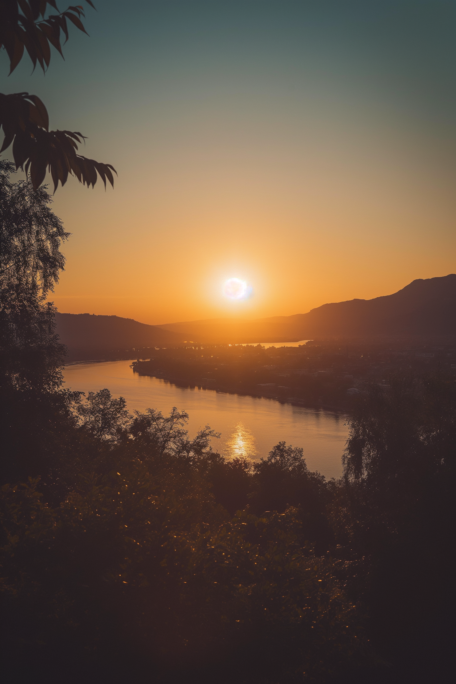 Serene Sunset Reflection Over River