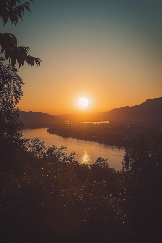 Serene Sunset Reflection Over River