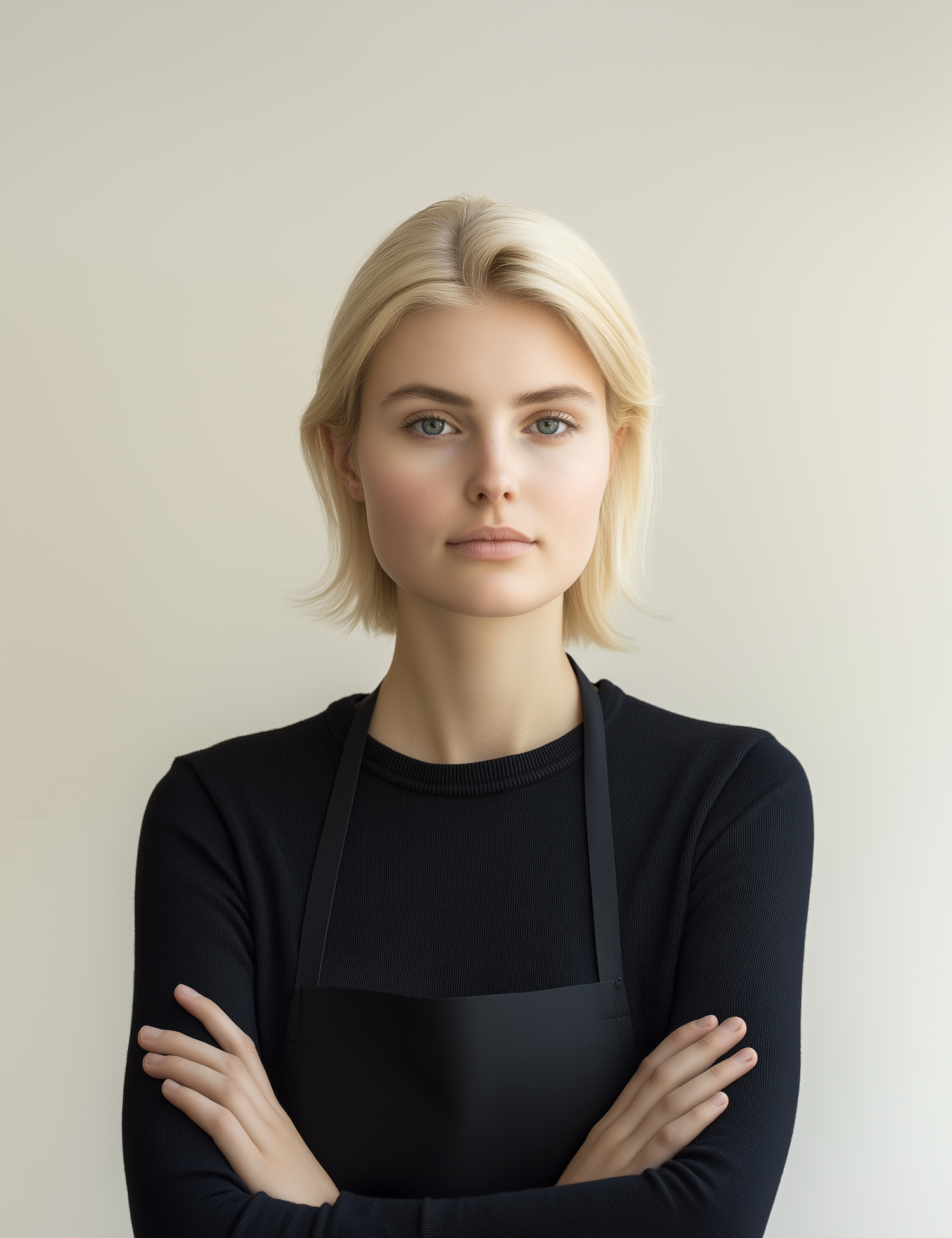 Young Woman in Black Apron