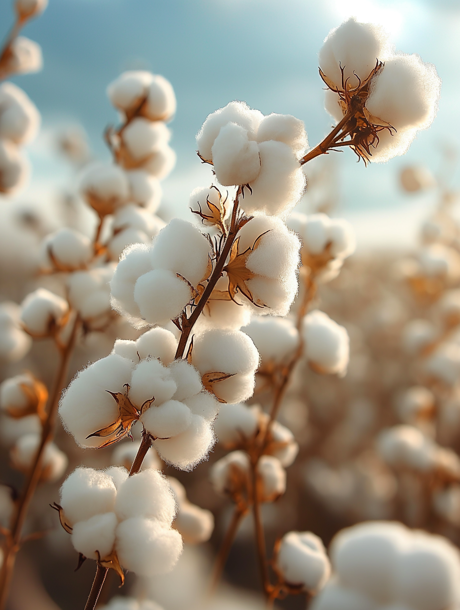 Serene Cotton Plants Close-Up