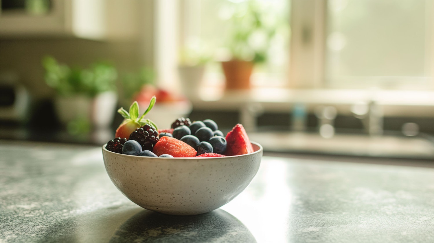 Fresh Fruit Bowl in Kitchen