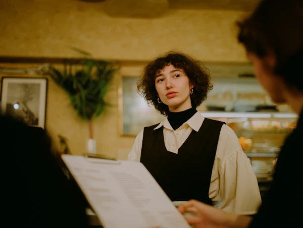Woman in Cozy Café