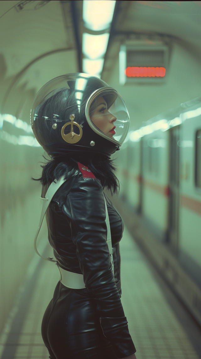 Futuristic Fashion in Subway Station