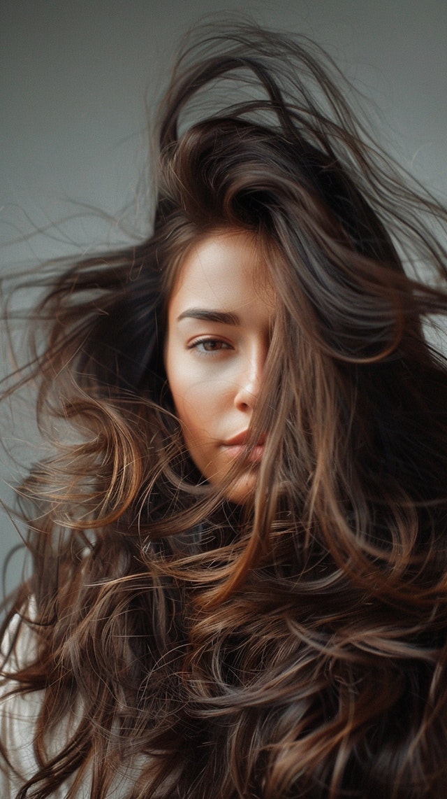 Portrait of a Young Woman with Dynamic Hair