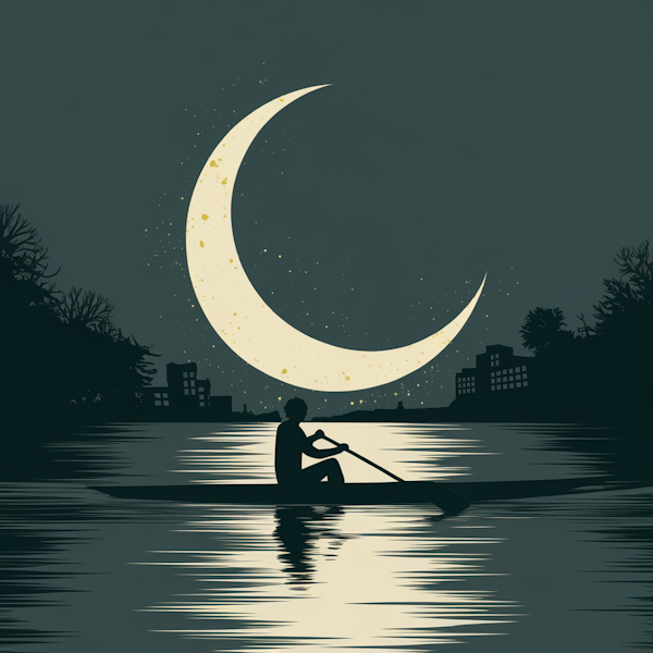 Serene Nighttime Rowing