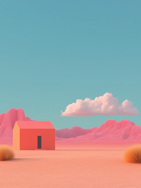 Surreal Pink Desert Landscape