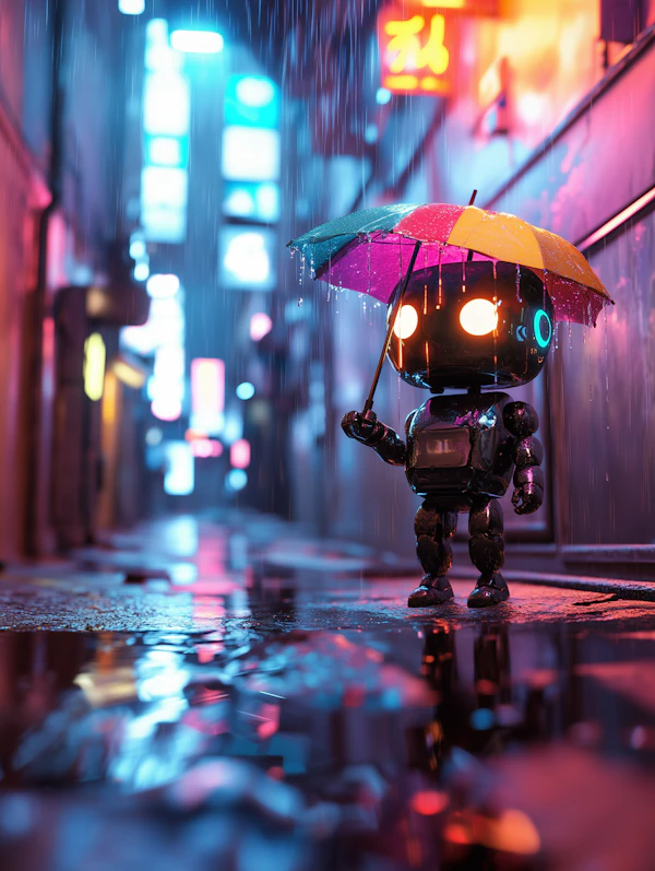 Robot in Neon Alley
